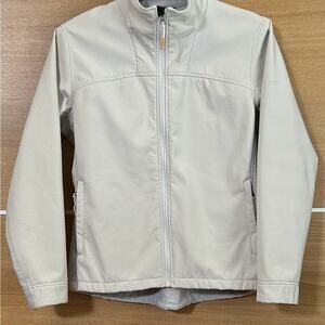 Quest women’s Sz L Cream Fleece lined Jacket with zip pockets preppy hiking